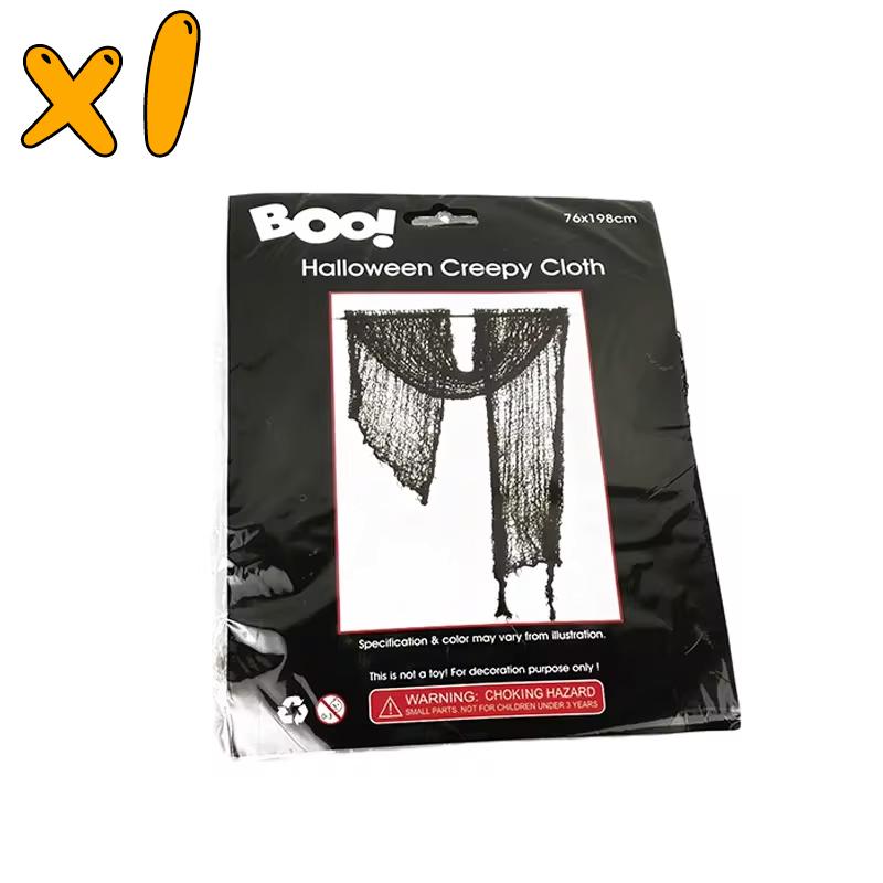 

Halloween Black Gauze Ghost Cloth Haunted House Hanging Gauze Ornaments For DIY Halloween Party Decoration Supplies Wholesale About 76x198CM
