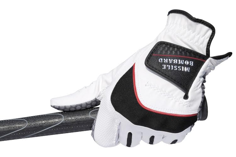Lezax MISSILE BOMBARD Golf Gloves of Size M (Set 3), Non-Official, Silicone-Coated, Left-Handed, White, (MBGL-3401)