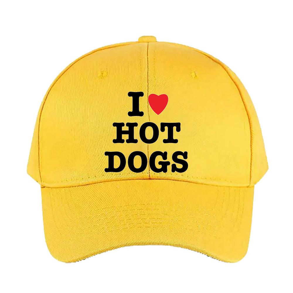 I Love Hot Dogs Woman Man Summer Baseball Cap Adjustable with Curved Brim Duckbill Cap Protection Sun Hats