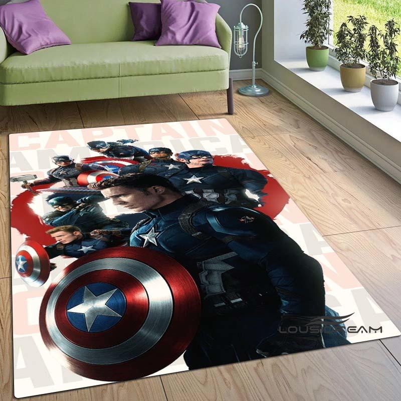 3D Captain America Printed Rug – Suitable for Living Room & Bedroom | Non-Slip Mat, Home Decor, Area Rug, Birthday Gift
