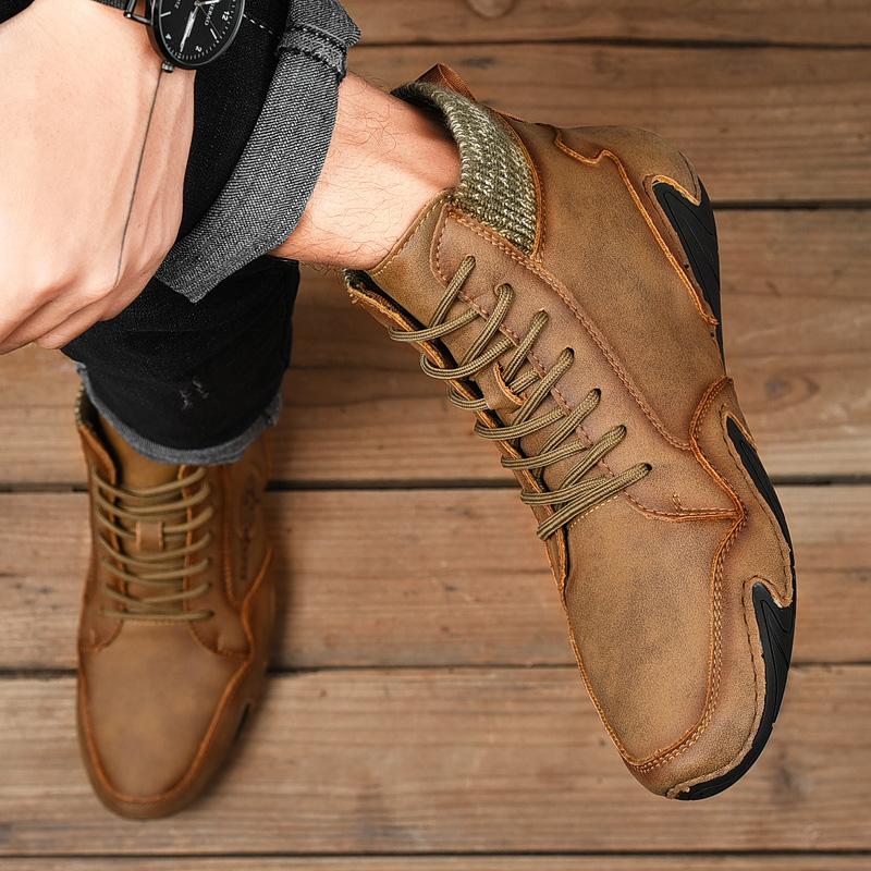 Мужские ботинки Мягкие и удобные британские модные повседневные мужские ботинки ручной — фото 16