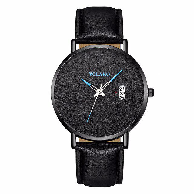 Marca YOLAKO, elegant, minimalist, ceas pentru bărbați, ceas cu curea din piele, calendar în stil britanic, simplu, ceas cu cuarț Erkek Kol Saati