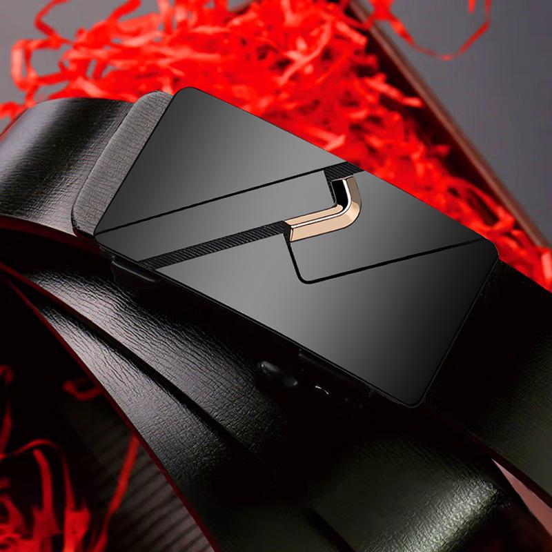 Belt Men'S Business Automatic Buckle Cowhide Belt Middle-Aged And Young Men'S Belt