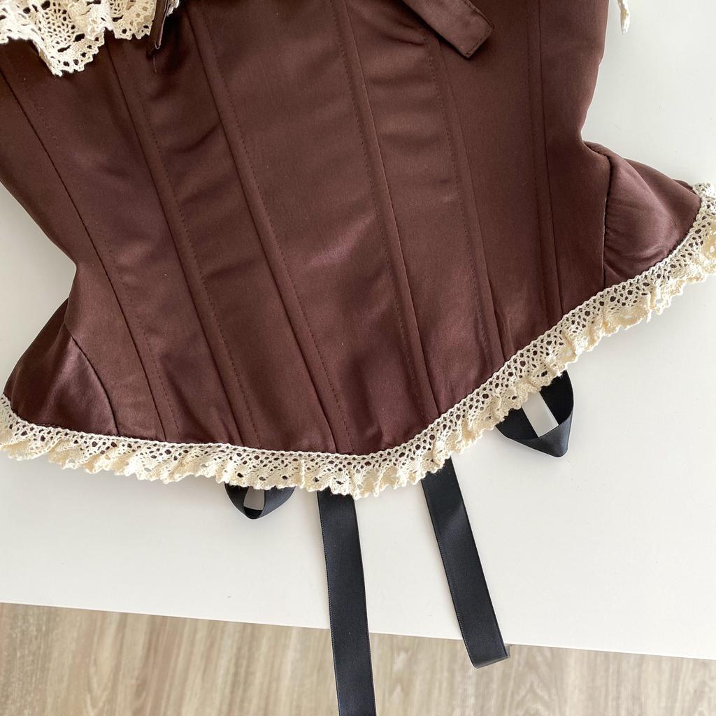 Sexy Vintage Strapless Tops Sleeveless Bow Lace Spliced Backless Bandage Camis Ladies Slim Sexy Streetwear Corset