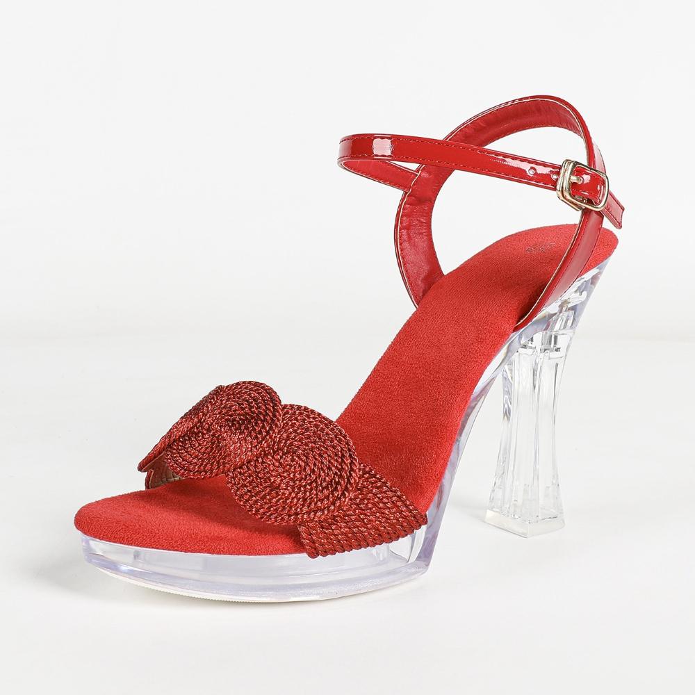 Women 11CM Square Toe Transparent Crystal Non Slip Linen Heels Sexy Car Model Nightclub Summer Sandals Footwear LFD-198711-Q7