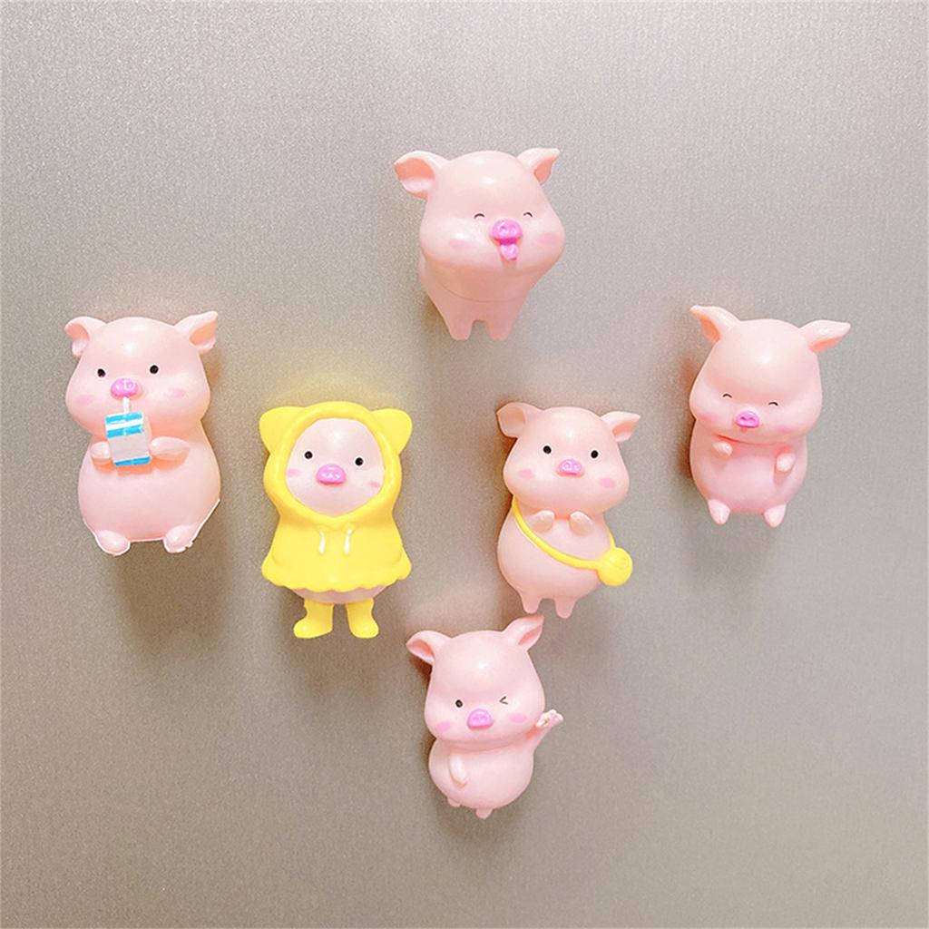 Cartoon Fridge Magnets Set of 6 Animal Pig Magnetic Toy Toddlers Refrigerator Magnet Home Decorations Magnetic Stickers