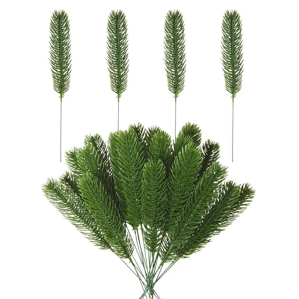 50pcs Realistic Green Artificial Pine Branches Wreath For DIY Home Christmas Decor Artificial Pine Needles And Branches Plastic