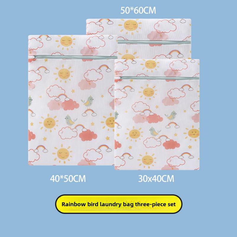 Sada sáčků na praní ze síťoviny s potiskem pro jemné prádlo – válcové sáčky na podprsenku a prádlo