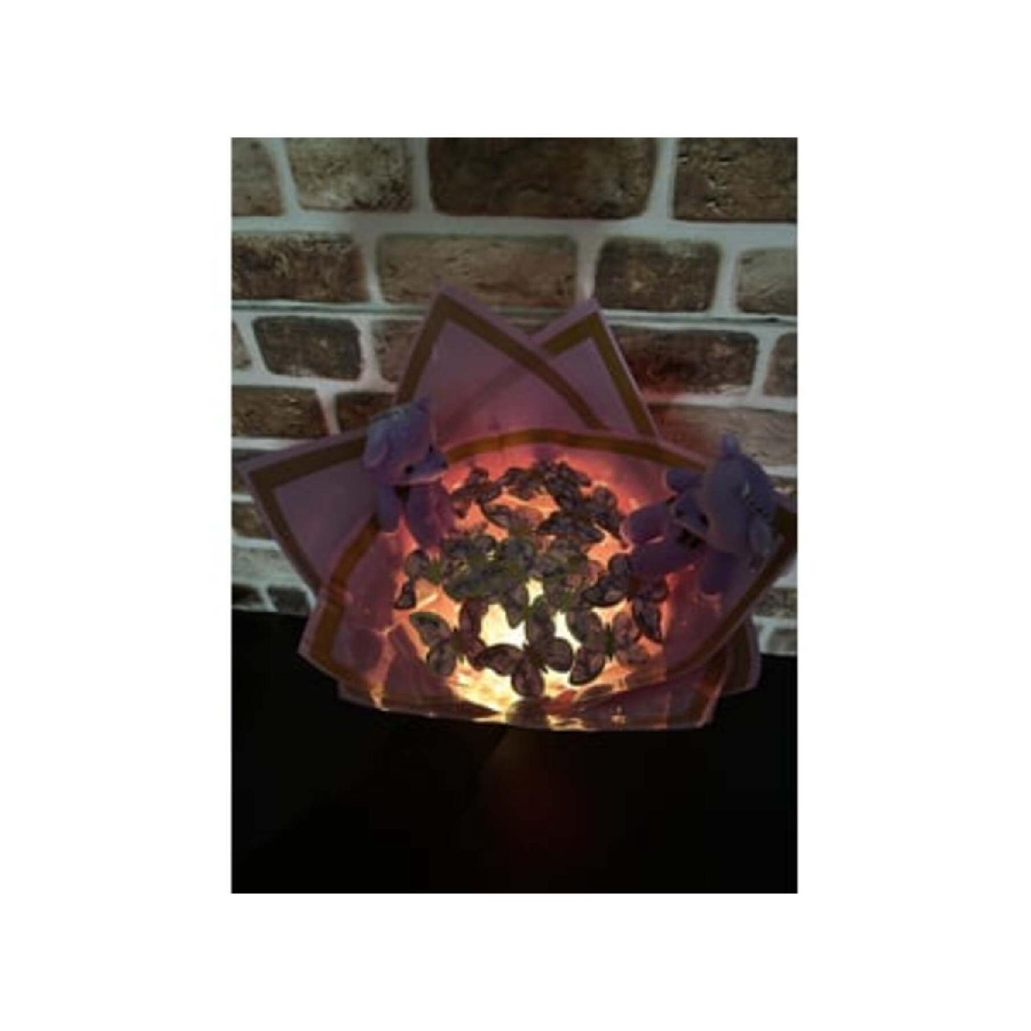 

24 Pieces Butterfly Bouquet With Led, Lilac Colored Plush Teddy Bear чистый