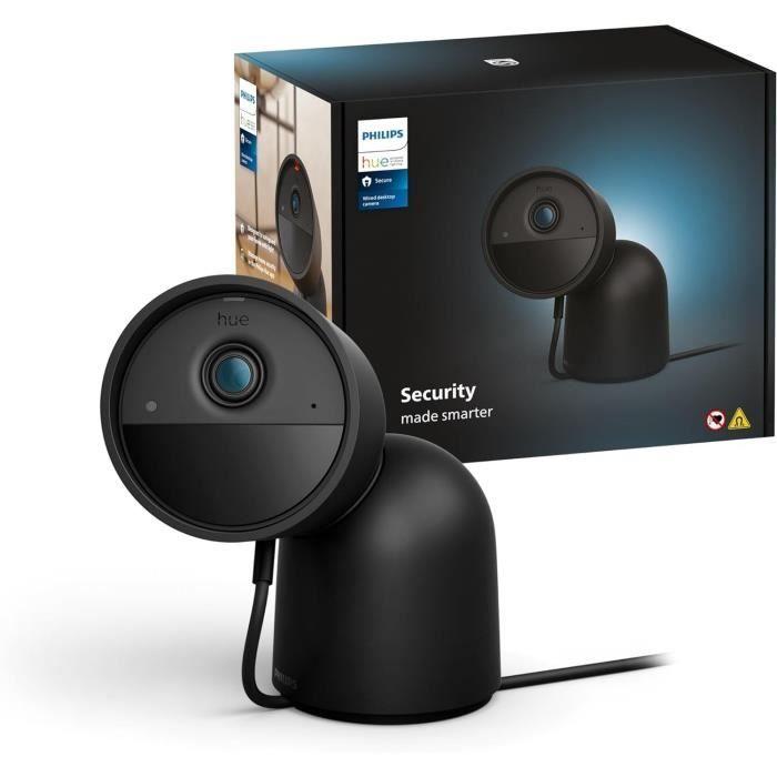 Caméra filaire avec support de bureau - philips hue - secure - hd 1080p - intérieure ou extérieure - noir