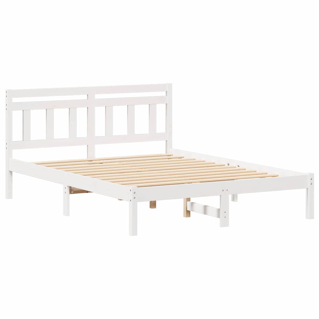 Bed Frame White 120 x 190 cm Solid Pine Wood