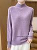 Women's Polka Dot Wool Sweater - Thick, Loose-Fit, Half-High Collar for Autumn and Winter Elegance