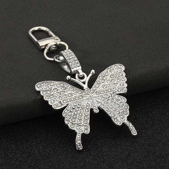 Keychain Pendant Sparkling Rhinestones Butterfly Shape Zinc Alloy Keychain Pendant with Lobster Clasp Backpack Accessory