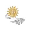 Sunflower Adjustable Ring With Cubic Zirconia And Geometric Design For Women