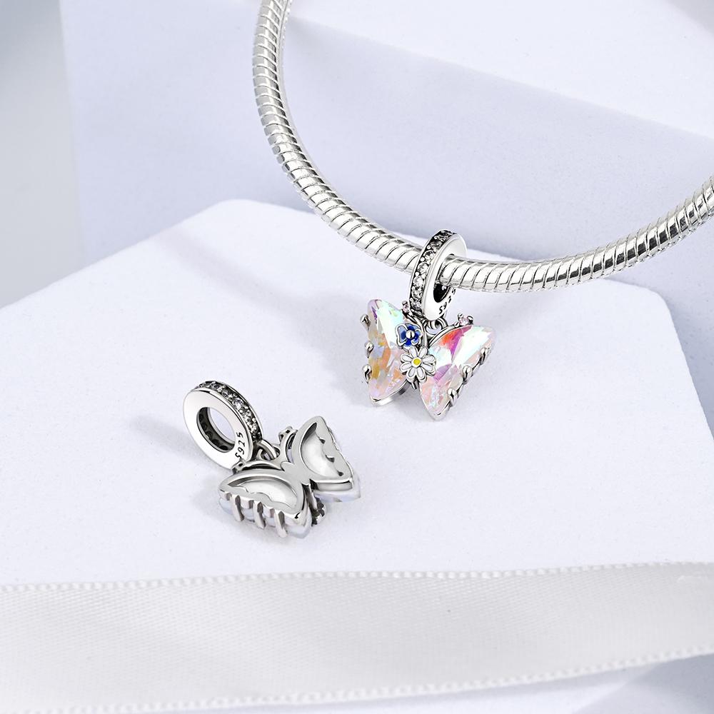 Charms Plata Butterfly Dragonfly Flower Copper Plated For Charms Copper Plated Original Bracelet For Jewelry Making