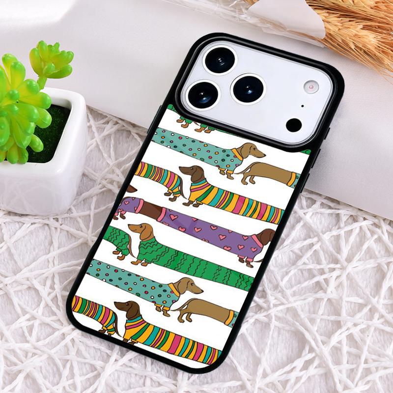 Dachshund And Flower Phone Case for iPhone 17 Air 16 15 11 12 14 13 Pro Max Shockproof Cover