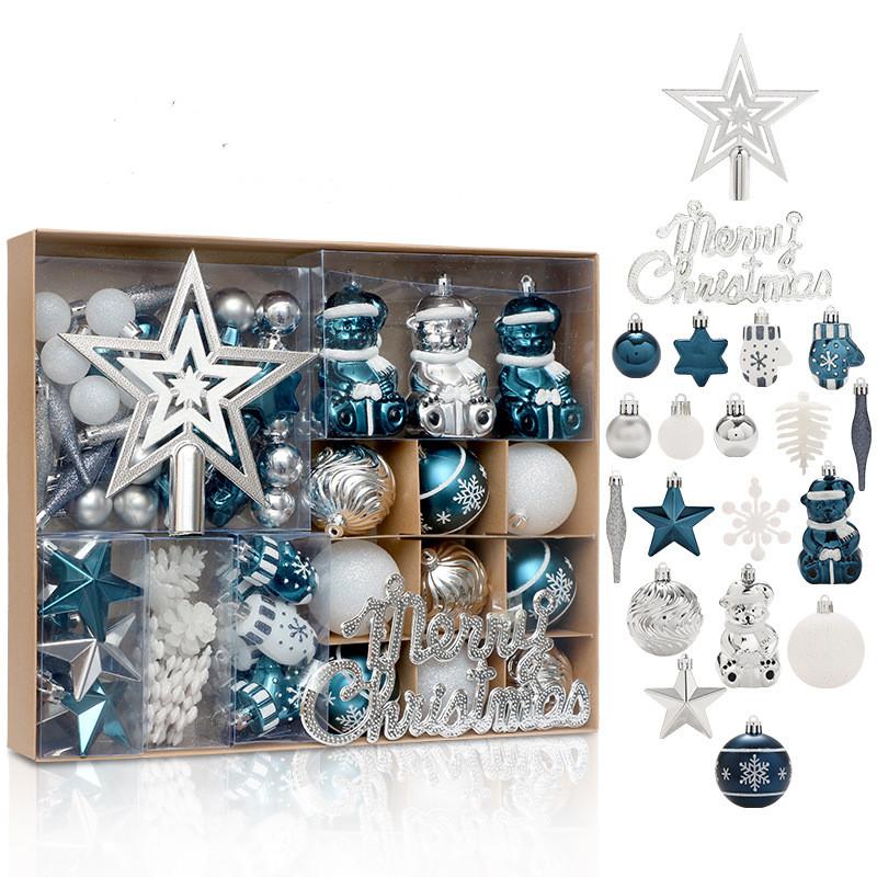 

Christmas Decorations Painted Blue White Silver Christmas Ball Set Tree Top Star Hanging Christmas Tree Decoration Pendant синий