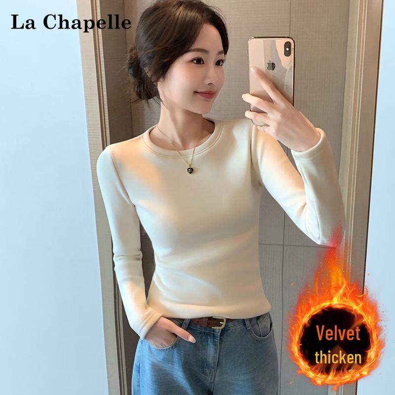 La Chapelle Women s Fleece Lined Slim Fit Round Neck Thermal Top XL