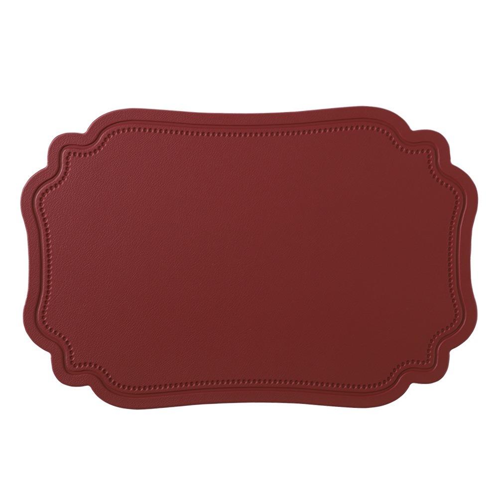 

4 Piece Retro Irregular Tableware Pad Waterproof Washable Place Mat PU Leather Scratch Resistant Table Mat Party Table Decor L червоний