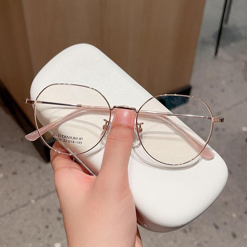Metal Retro Polygonal Glasses Frame Men's and Women's Plain Style Can Match Myopic Anti Blue-Ray Glasses