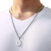 Vintage Oval Coin Pendant Necklace With St Michael Archangel Relief Design Unisex Jewelry