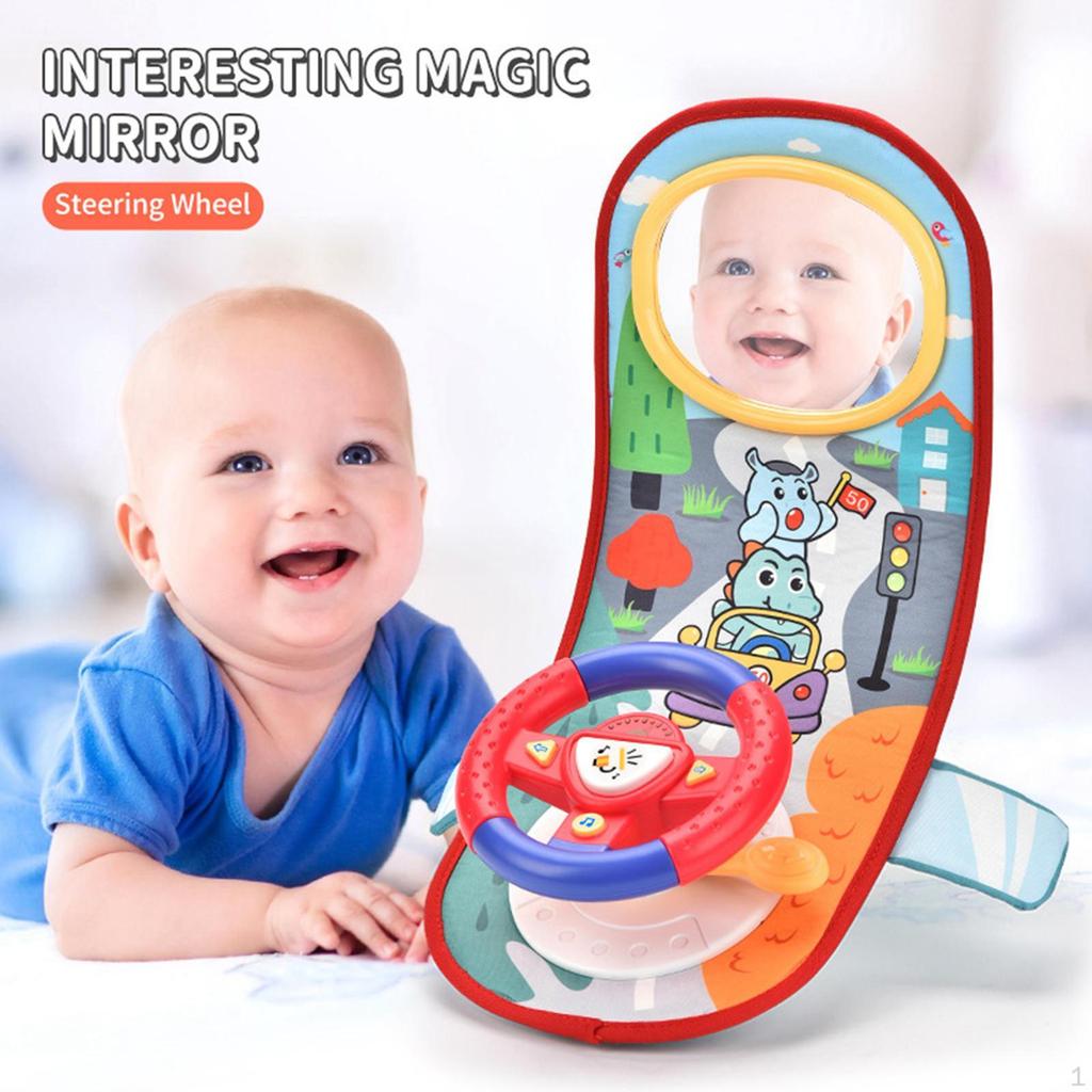 Car Toy Steering Wheel with Music Headrest Funny Fine Motor Skill Kids In Simulation