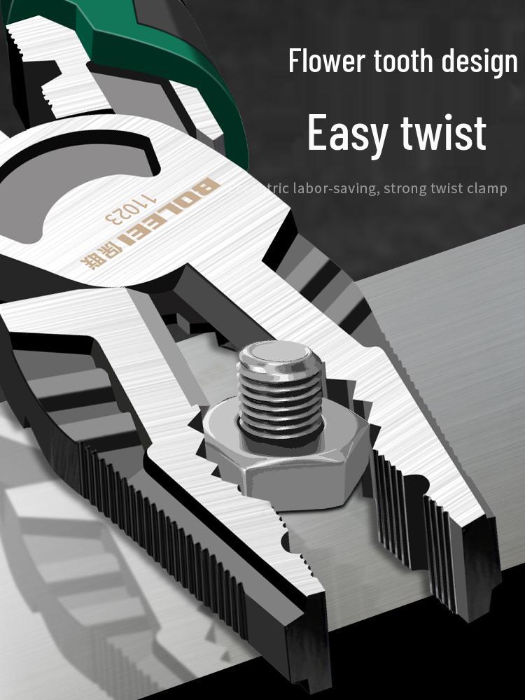 Multifunctional Industrial-Grade Pliers: Combination, Needle Nose, Diagonal Cutting, Eccentric, Strong Blade.
