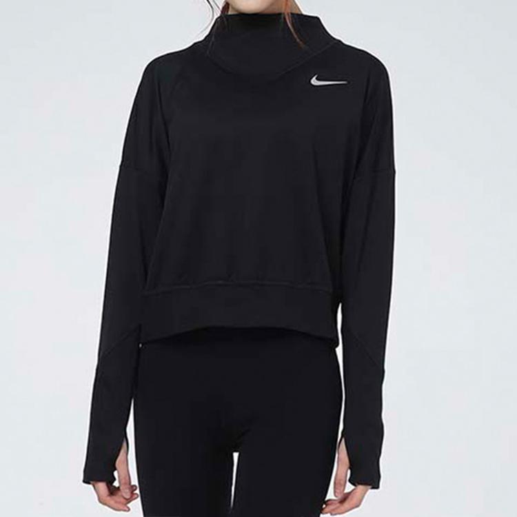 Nike Running Training Pullover Long Sleeve T-Shirt Women Tops Black DA1057-010