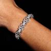 European-American Hip Hop 13mm Diamond Zirconia Bow Square Chain Necklace & Bracelet Set