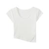 Summer Square Neck Short Slim T-shirt with Irregular Base and Hot Girls with Women's Slit Short-sleeved Tops Make Them Look Slim