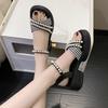 Xiaoxiangfeng pearl sandals women's summer new niche dissolving thick-soled wide fat feet sports beach Roman shoes