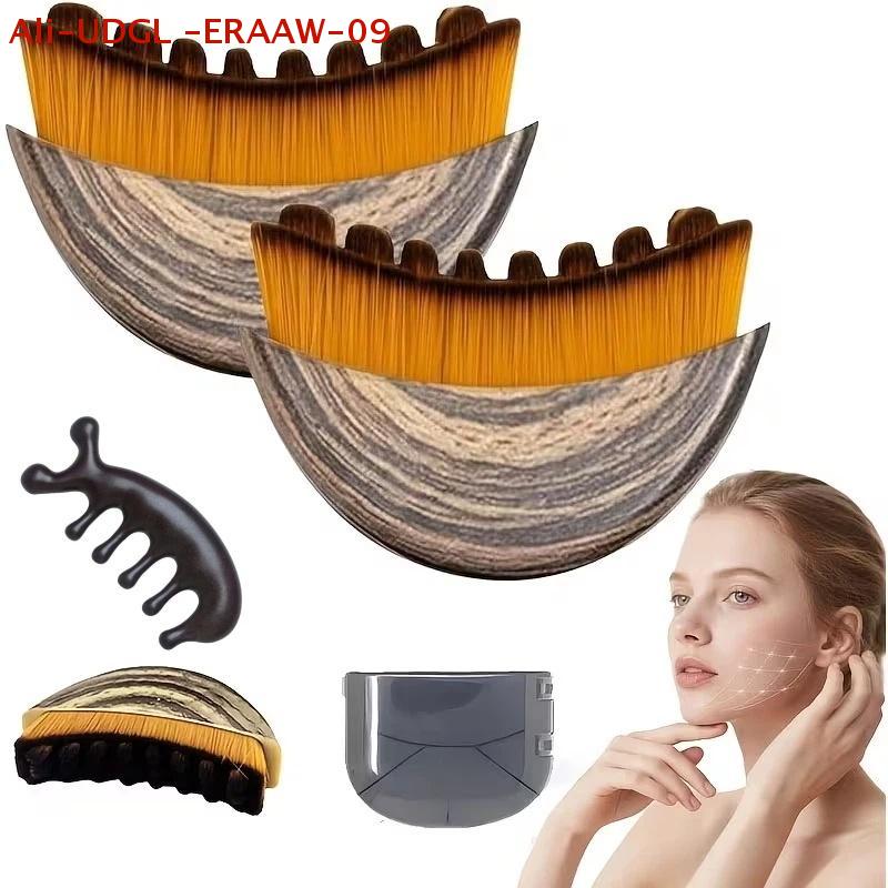 Lymfatický konturovací štětec na obličej Tělový kartáč na suché kartáčování Koupelnový kartáč Dřevěný masážní hřeben Konturování obličeje a lymfatická masáž