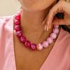 Boho Sommer Strand Dick Bunt Acrylperlen Halskette Handgefertigt Statement Choker für Damen Urlaubs Party Schmuck Geschenk