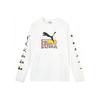 Puma Printed Crew Neck Long Sleeve T-Shirt Unisex Tops White 631504-02