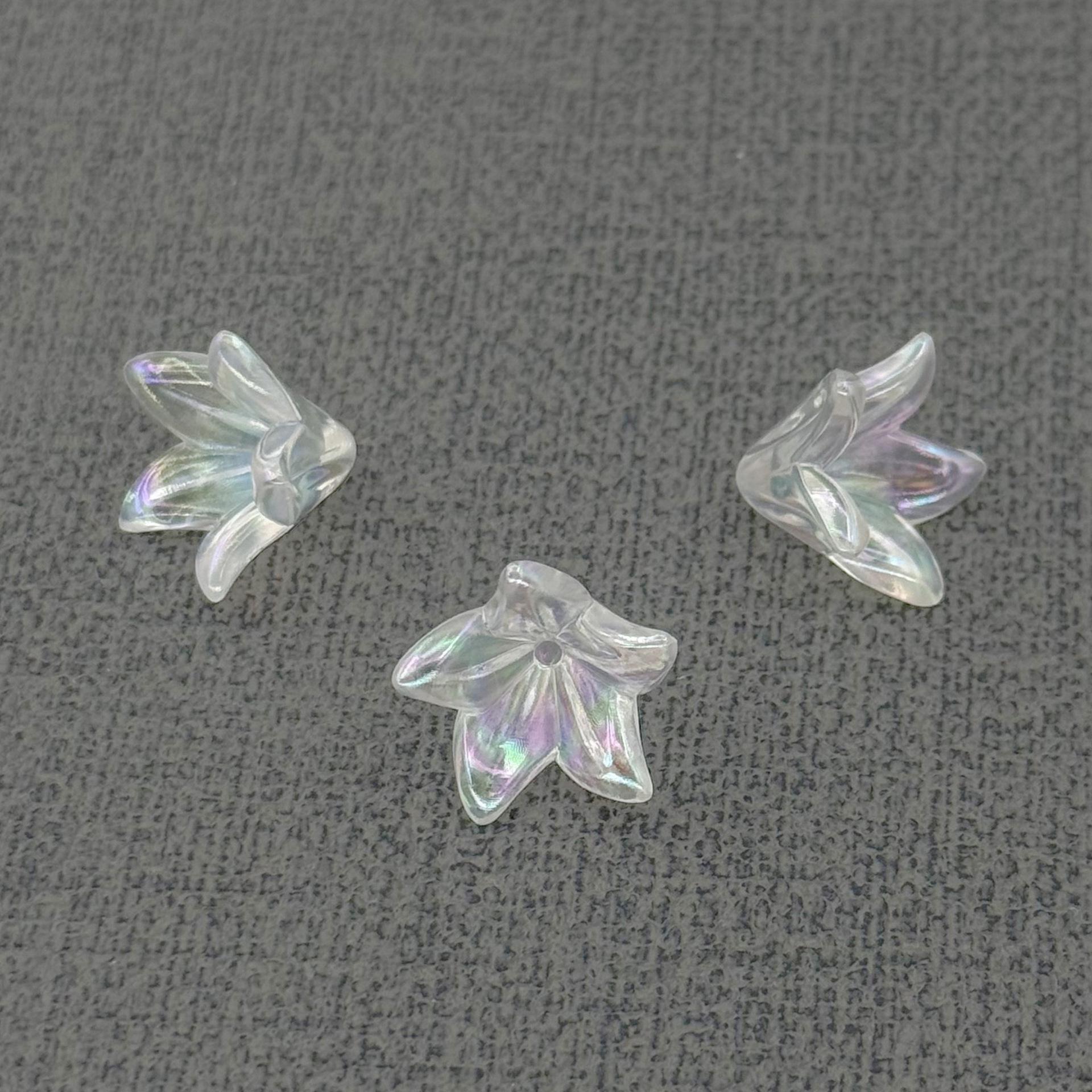 Iridescent Acrylic Lily Flower Bracelet Headwear - Handmade Jewelry Accessory with Plated Color Resin Petals прозрачный/радужный