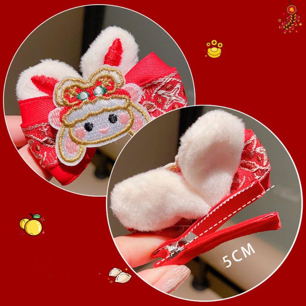 Tassel Children Red Hairpin Bunny Chinese New Year Headwear Lovely Plush Rabbit Hairpin Girls