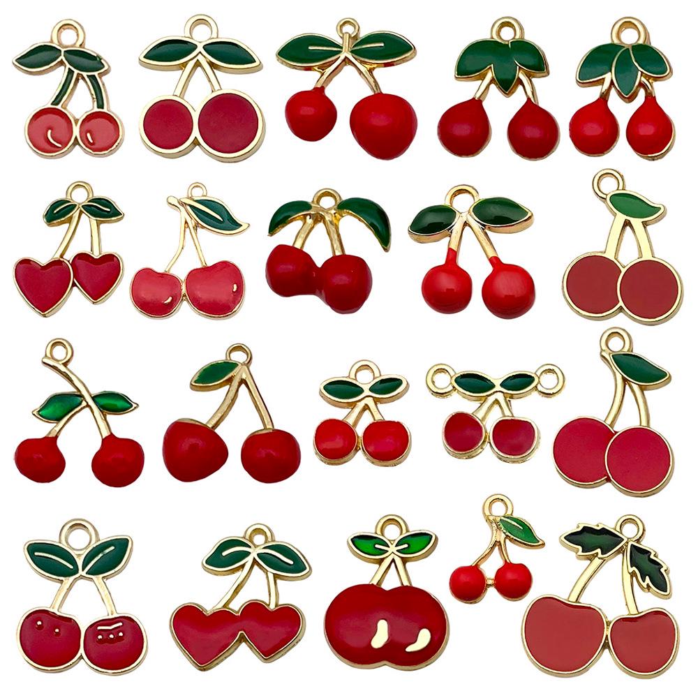 Red Cherry & Apple Fruit Pendant for DIY Jewelry: Bracelets, Earrings, Keychains