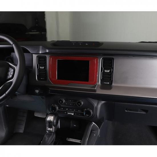Red Carbon Central Console GPS Navigation Panel Frame Trim Cover For Bronco 21+