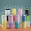 With Straw Stainless Steel Insulated Cup 30oz Car Cup Milk Gradient Thermos Cup  Outdoor