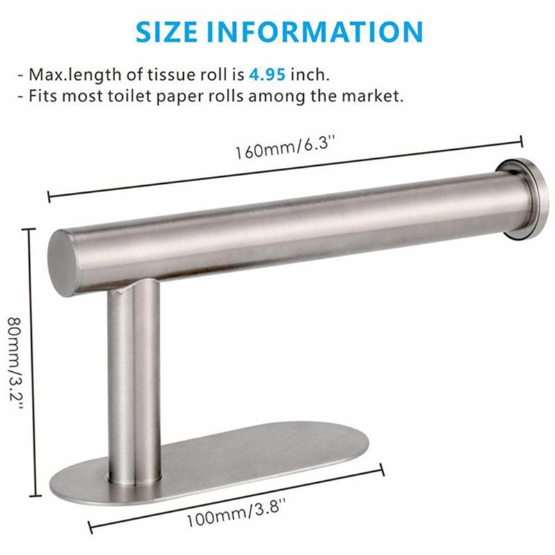 Self Adhesive Toilet Roll Paper Holder Wall Mount Bathroom Organizer Storage Stand No Punching Stainless Steel Towel Holder