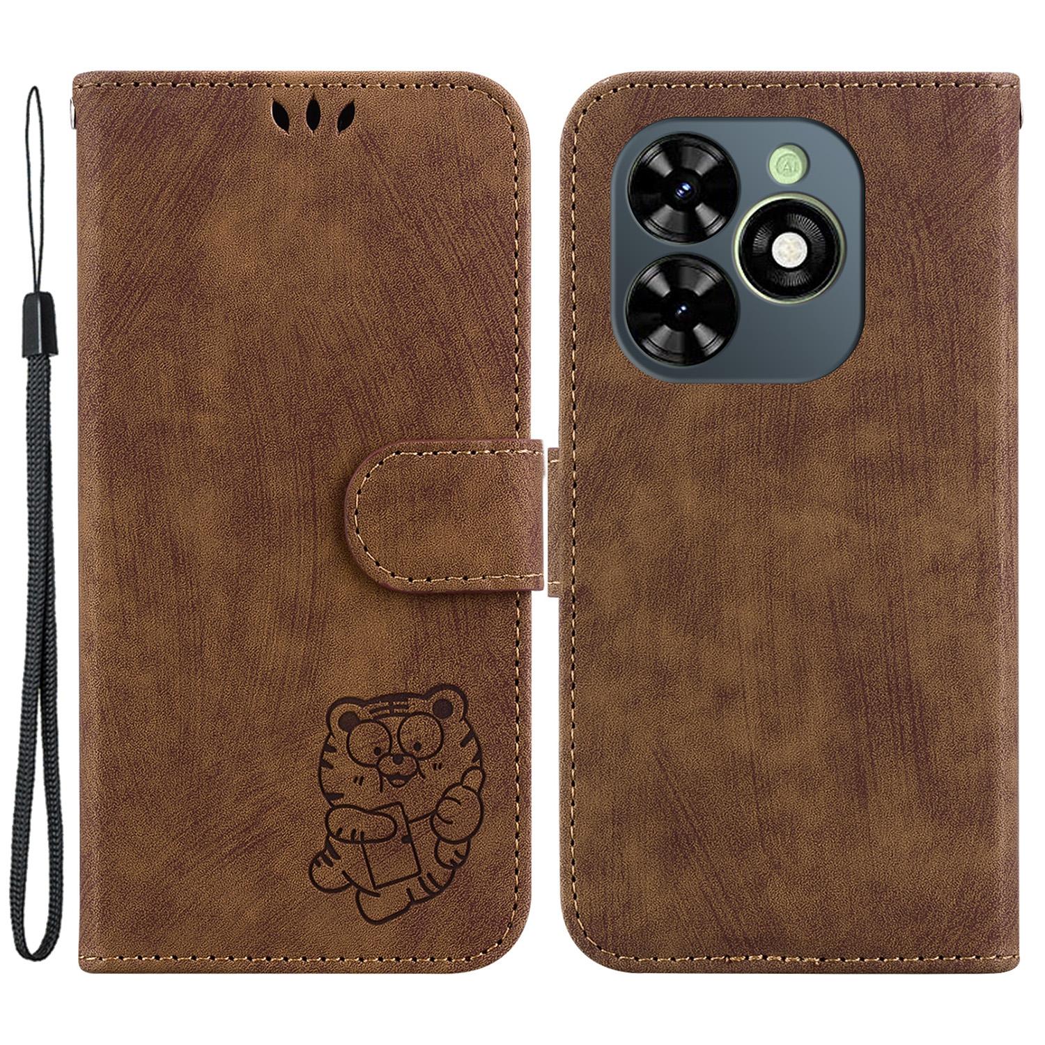 

For TECNO Spark Go 2024 4G/Spark 20/Spark 20C/Pop 8 Cell Phone Case Tiger Imprinted Leather Cover A