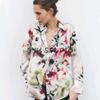 Spring New Women's Clothing Fashion Casual Retro Florals Print Silk Satin Texture Loose Shirt 2483194