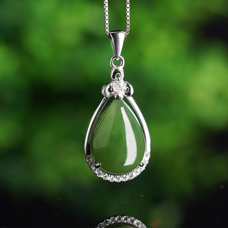 Tancise 925 Sterling Silver Colier Clasic Femei Jad Pandantiv Zircon Cadou de modă