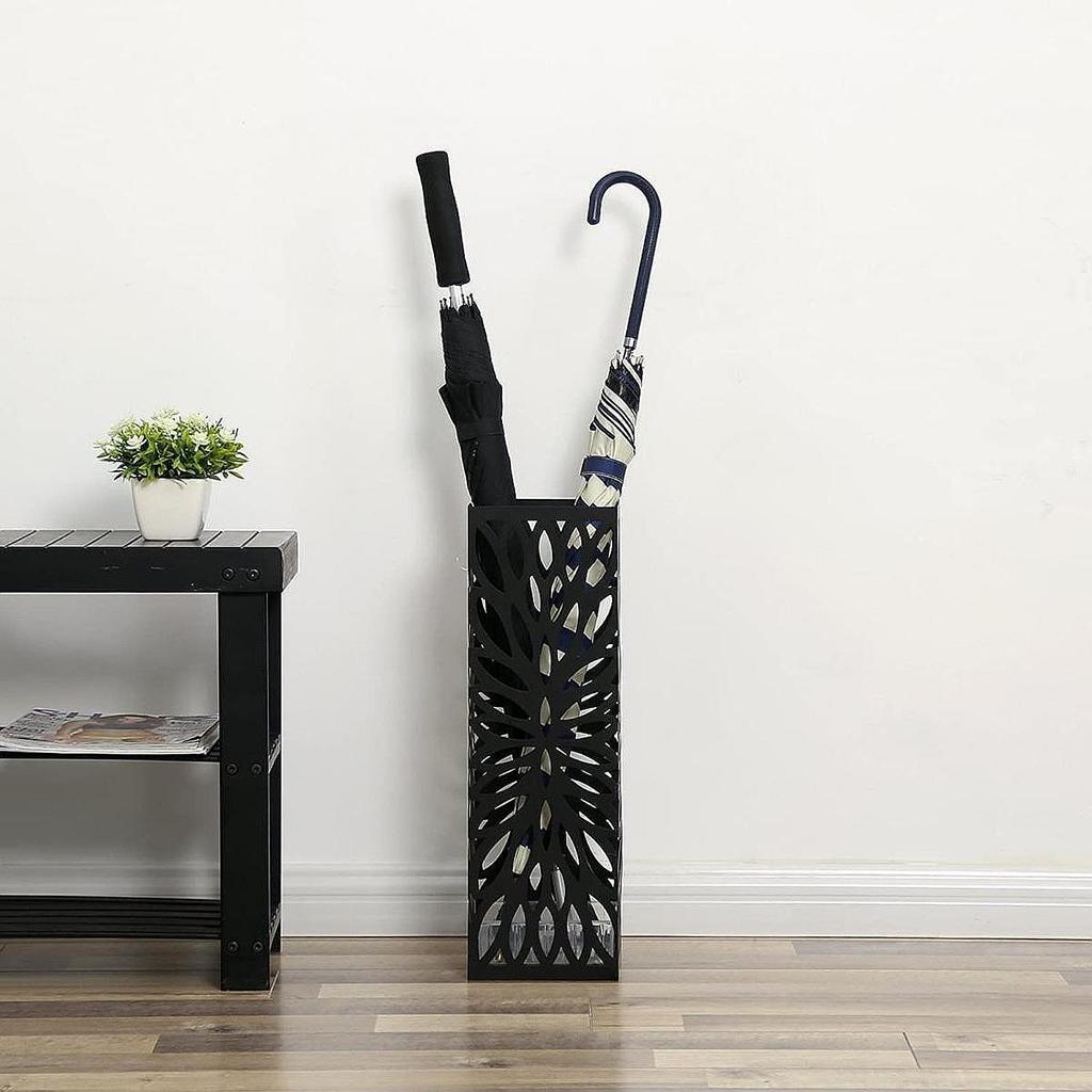 Metal Umbrella Stand for Home Office Entryway, Long Umbrella Storage Rack Hollow Convenient Square Organizer for Doorway Hallway