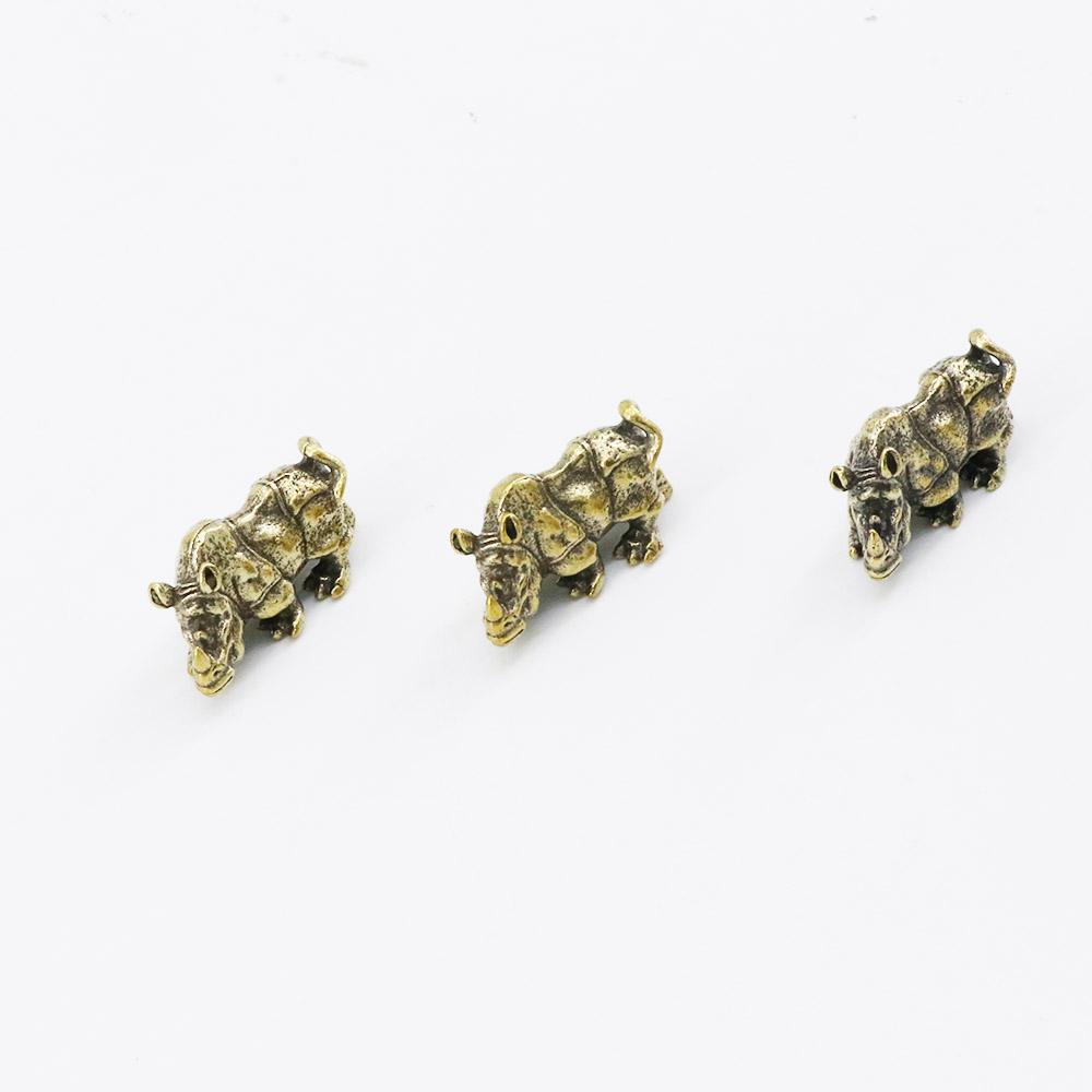Home Decoration Pocket Hand Toy Brass Crafts Rhino Ornaments Animal Figurines Desktop Ornaments