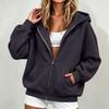 Unisex Color Zip-Up Lined Hoodie Sweatshirt for Couples