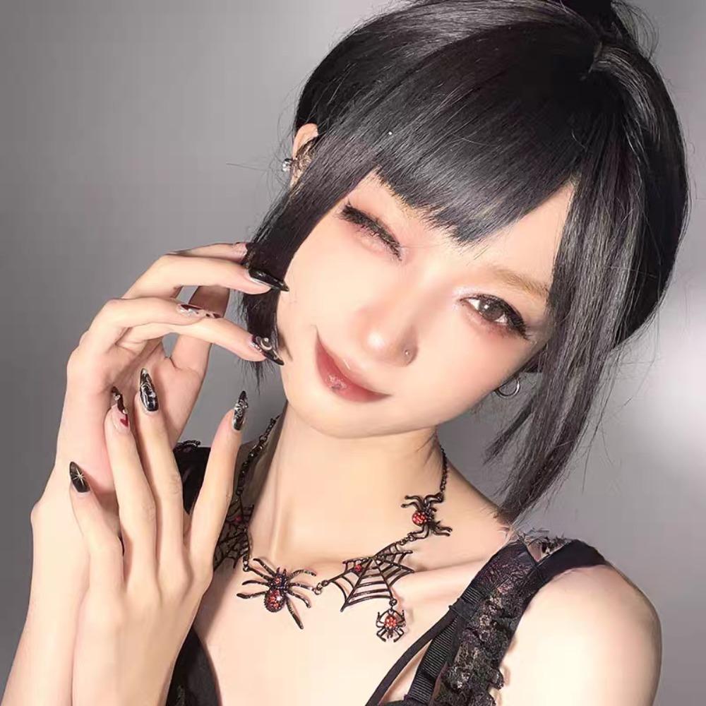 Exaggerated Design Halloween Black Spider Web Necklace Vintage Spider Clavicle Chain Pub