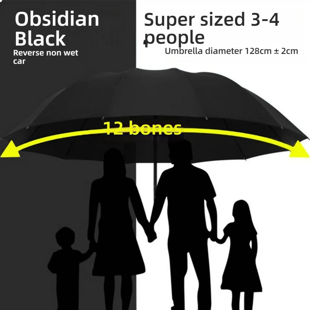

Large Foldable Umbrella, 12 Reinforced Bones, Black Glue Sun Protection, Rainproof Windproof, Dual Use, Fits 1-4 Persons metal-fiber composite&12K