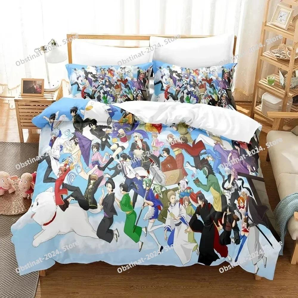Anime GINTAMA Gintoki Printed Bed Set Duvet Cover Pillowcase Bedding Set Bed Linen Sheet Quilt Cover Full Queen King Size