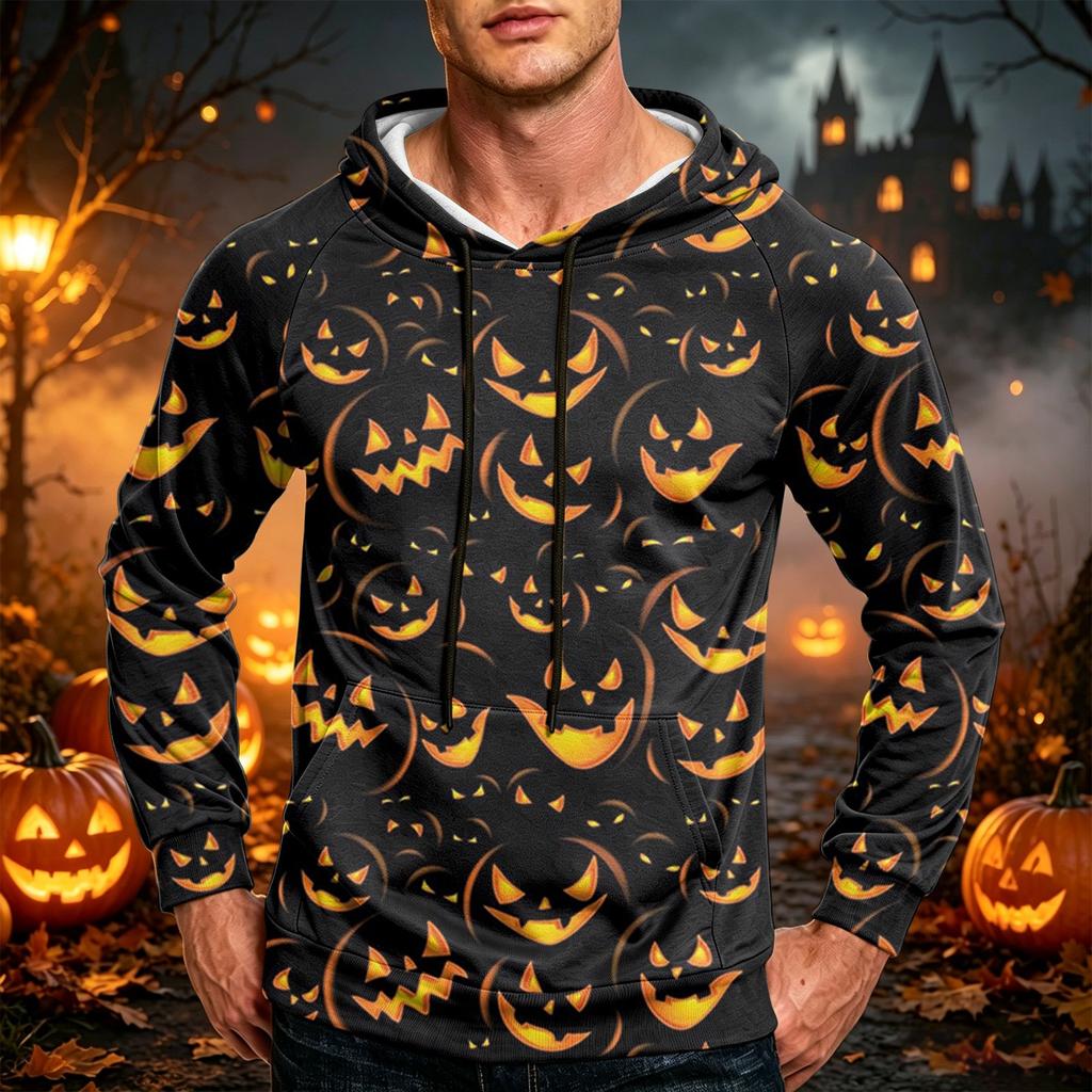 Men's Casual Loose Fit Hoodie with Kangaroo Pocket and Drawstring Printed Sweatshirt